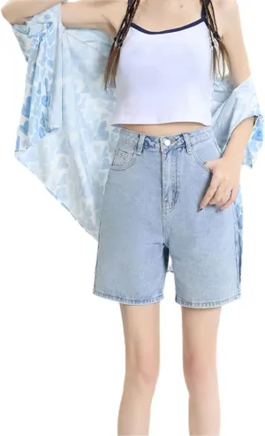 Ownwfeat Women's High Waisted Stretchy Denim Short Jean Shorts