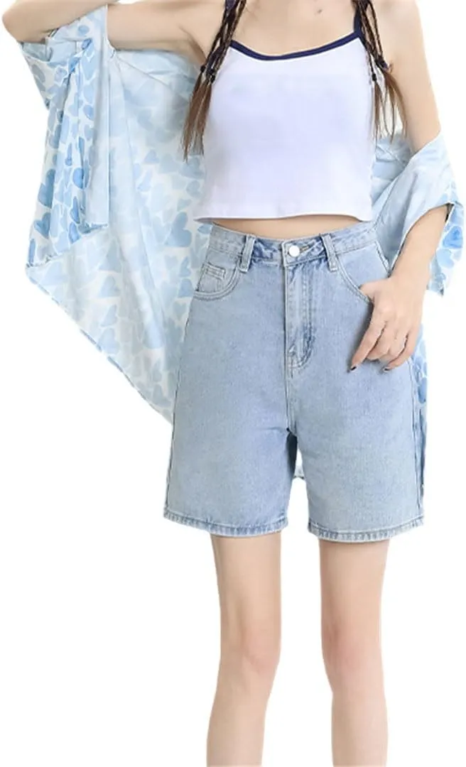 Ownwfeat Women's High Waisted Stretchy Denim Short Jean Shorts