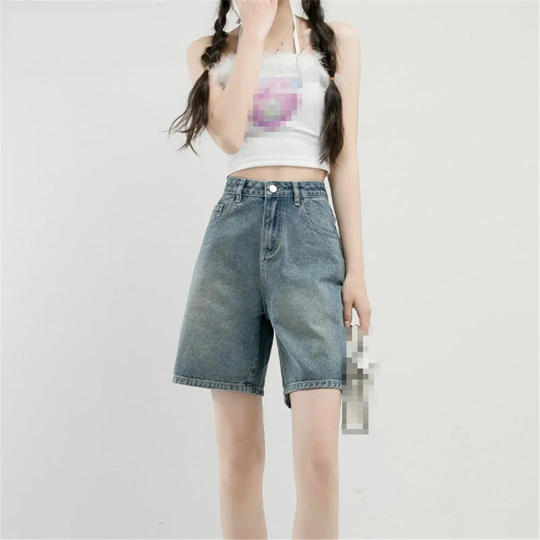 Ownwfeat Women's High Waisted Stretchy Denim Short Jean Shorts