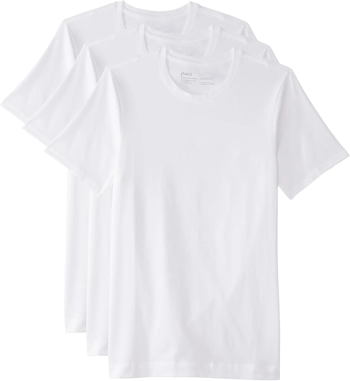 Pact Men's Cool-Stretch Crew Undershirt 3-Pack, Soft & Durable