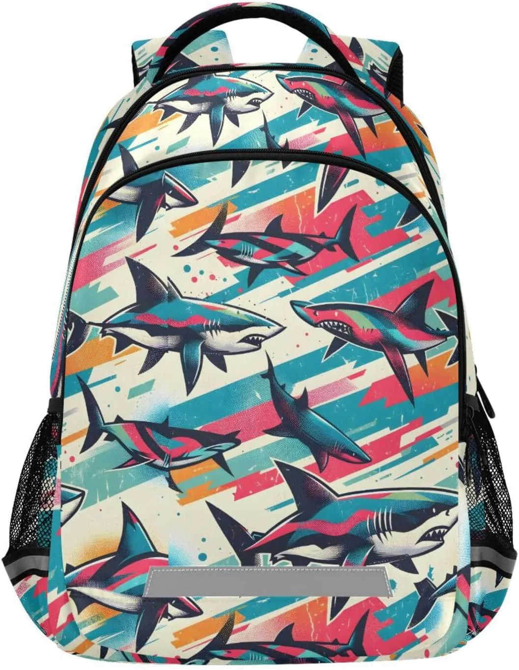panksolu Doodle Sharks Fish Backpacks Lightweight Laptop Backpack School Book Bag Travel Hiking Daypack for boys girl Kids