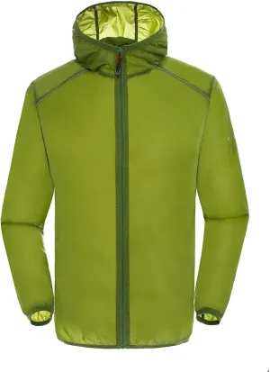 Parise Walking Boots Mens Men's Solid Lightweight Zip Packable Waterproof Rain Coat Running Golf Hiking Travel Windbreaker Jacket Active Hoodies(Grass Green,X-Large)