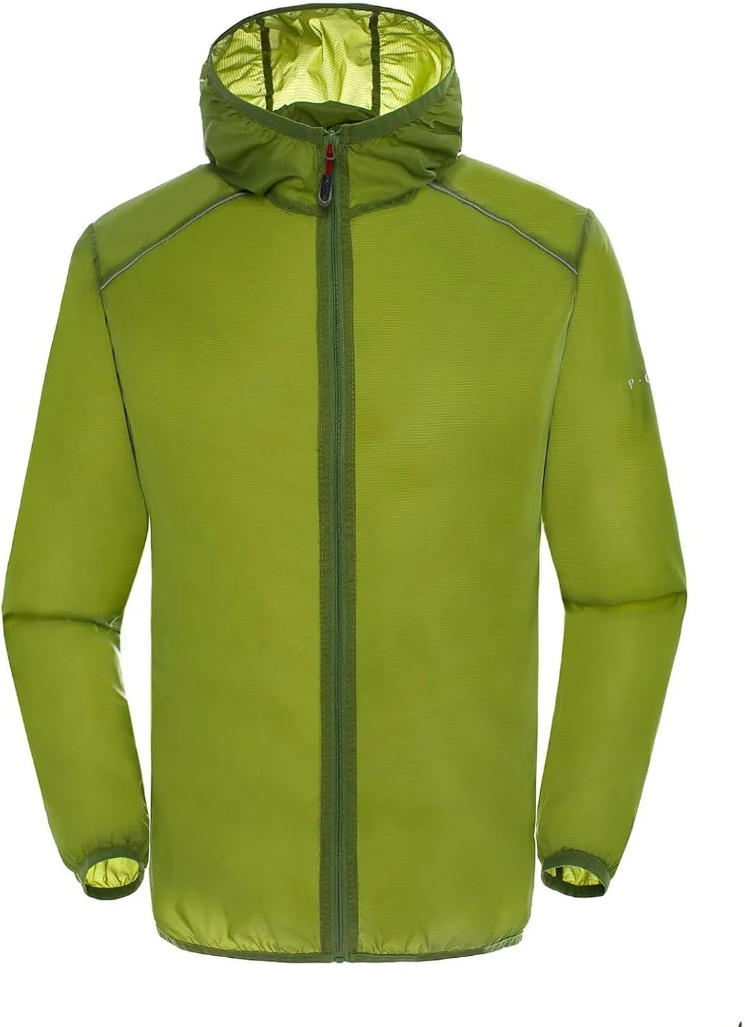Parise Walking Boots Mens Men's Solid Lightweight Zip Packable Waterproof Rain Coat Running Golf Hiking Travel Windbreaker Jacket Active Hoodies(Grass Green,X-Large)
