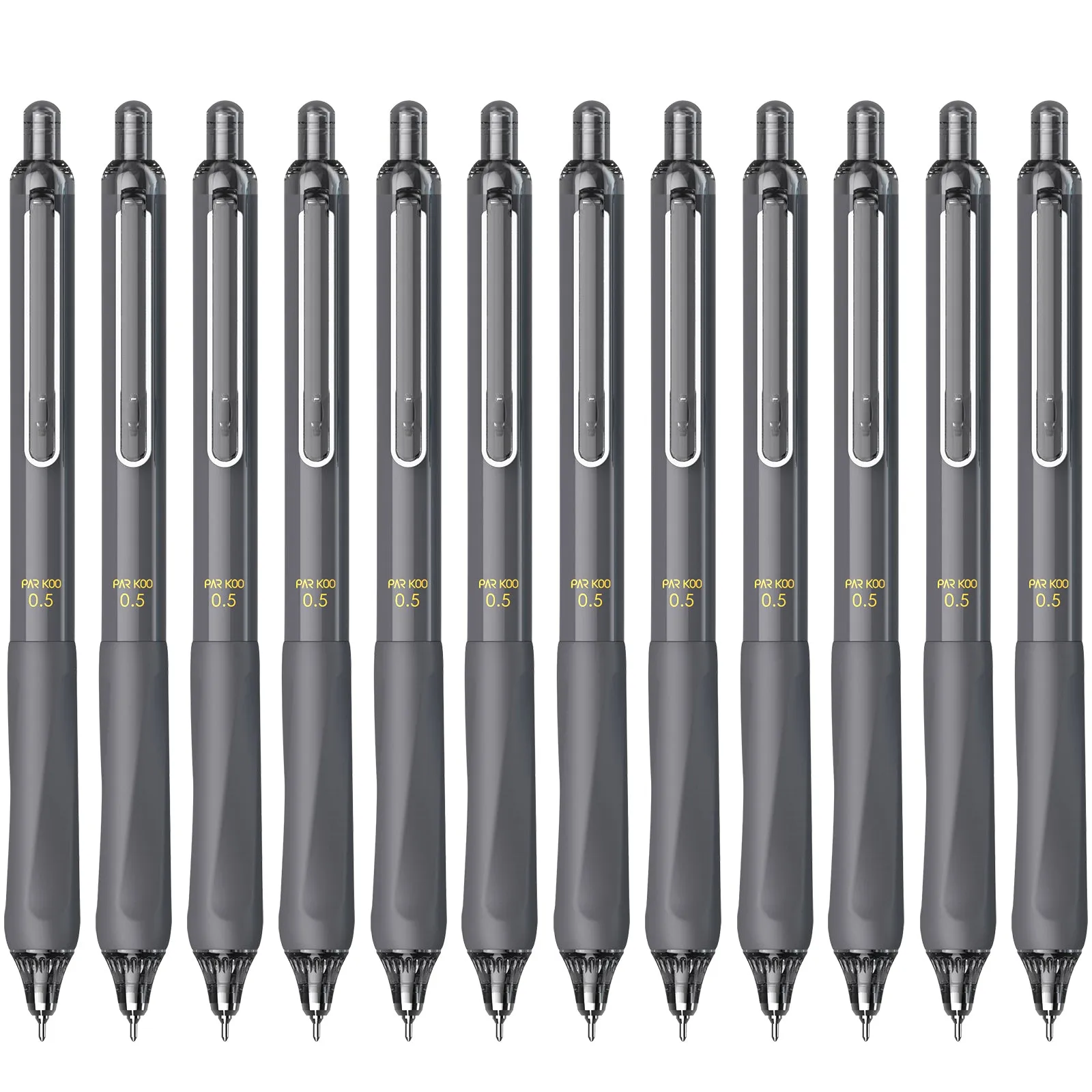 ParKoo Gel Pens Quick Dry Ink Pens Fine Point 0.5mm Retractable Rolling Ball Black Ink Pen Click Silent Pens Set for Journaling Notetaking Drawing Sketching Smooth Writing Non Bleed 12pcs (Black)