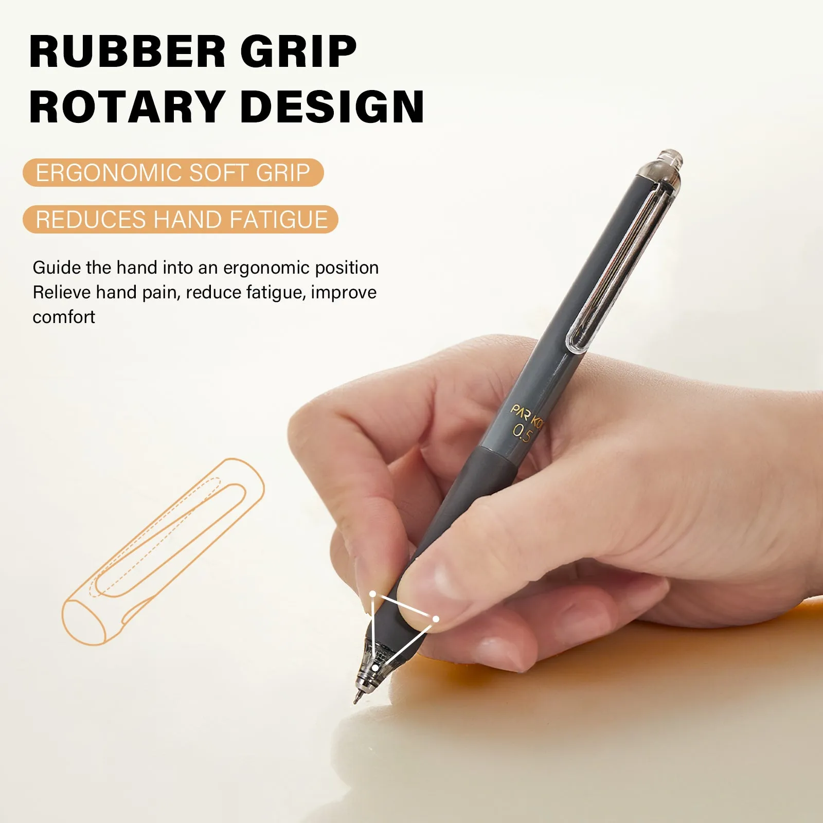 ParKoo Gel Pens Quick Dry Ink Pens Fine Point 0.5mm Retractable Rolling Ball Black Ink Pen Click Silent Pens Set for Journaling Notetaking Drawing Sketching Smooth Writing Non Bleed 12pcs (Black)