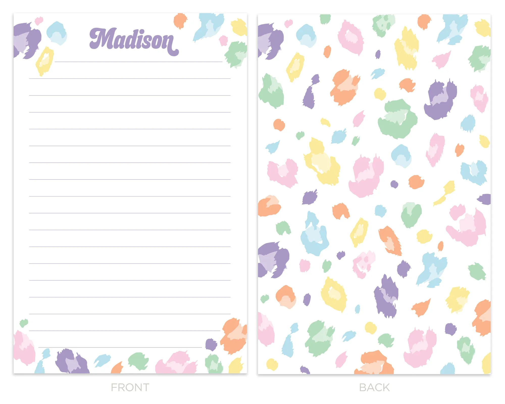 Personalized Rainbow Leopard Print Writing Set for Kids