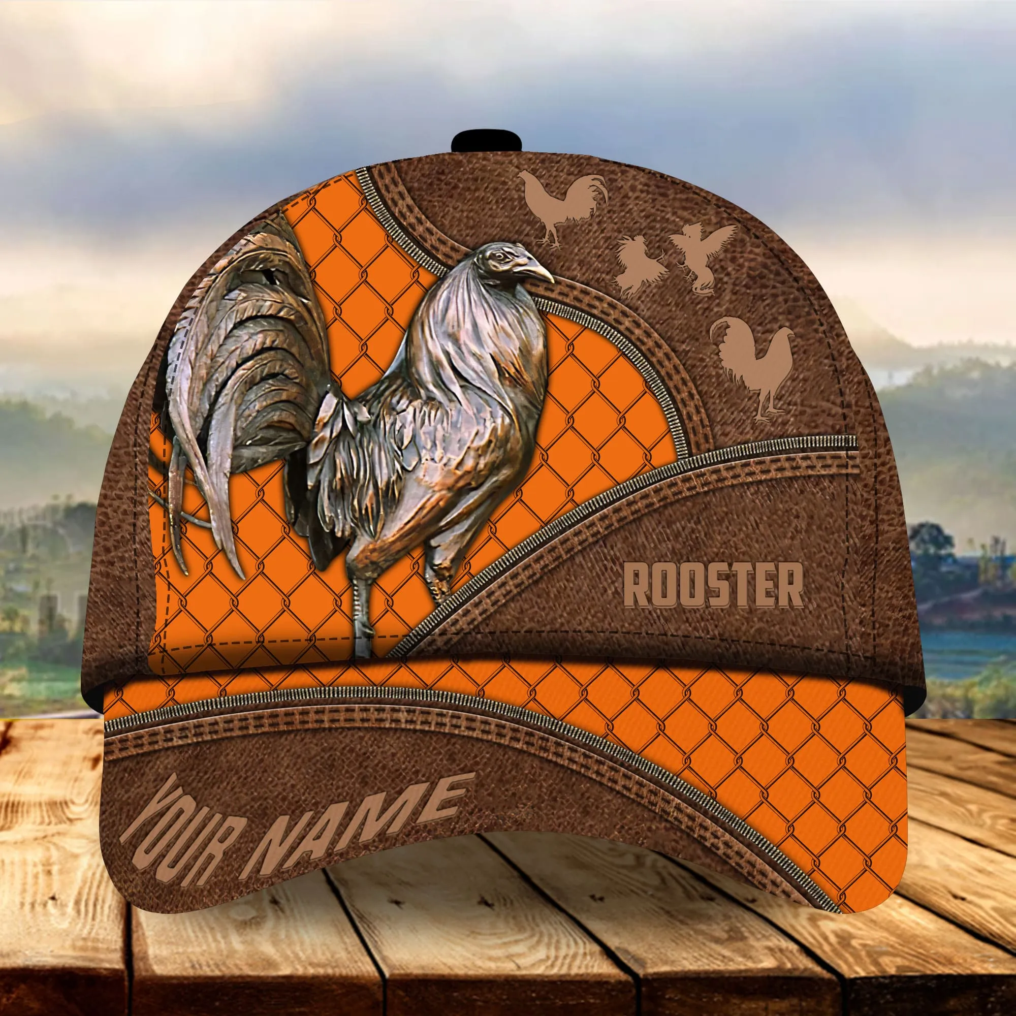 Personalized The Best Rooster Cap Hat With Leather Pattern, Rooster Hats For Chicken Lovers Multicolor