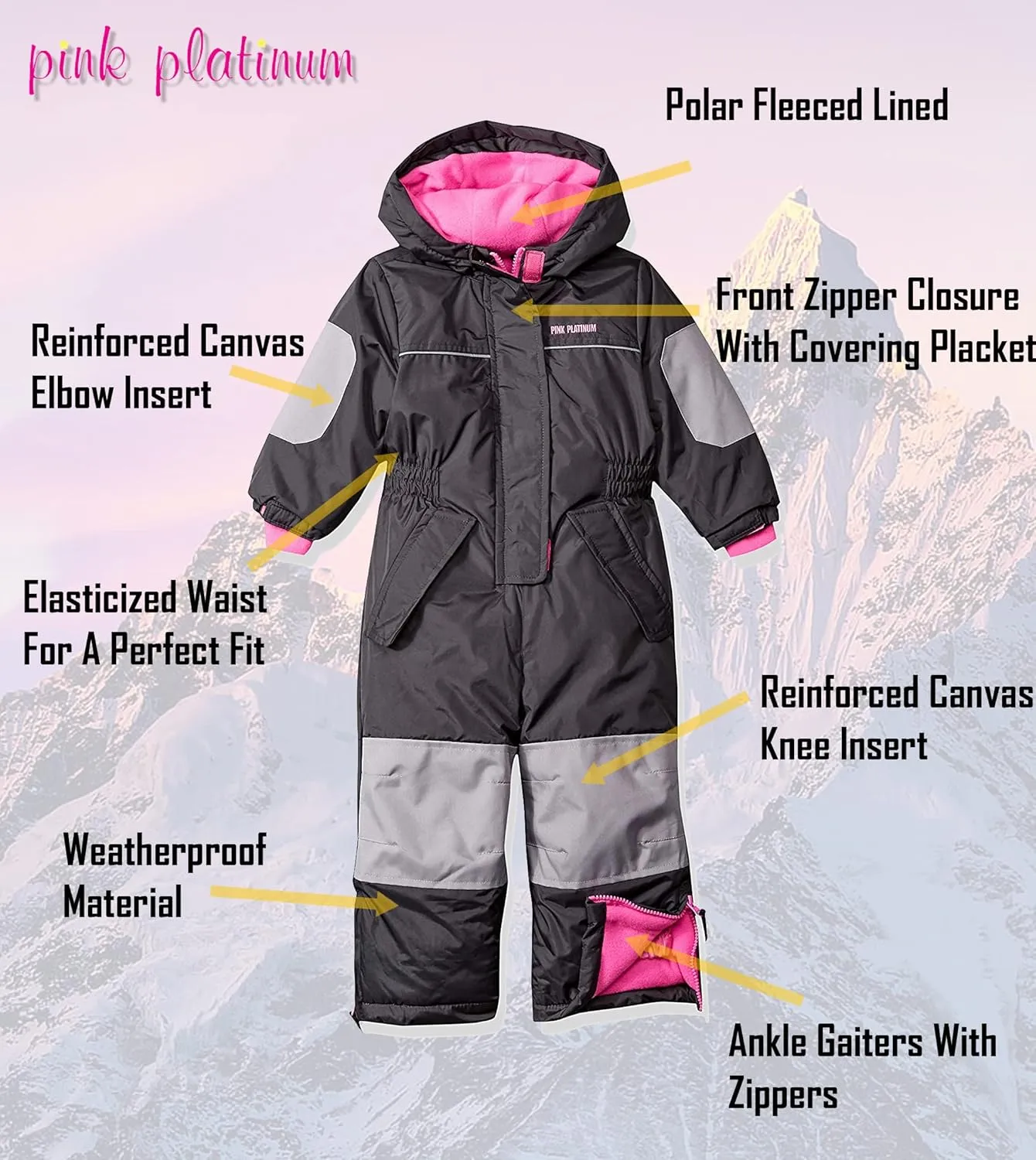 Pink Platinum Girls' Snowmobile Snowsuit