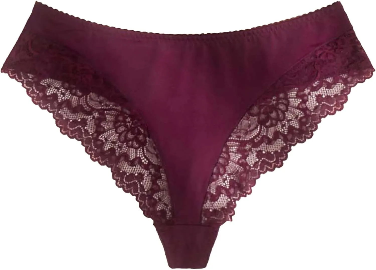 Plus Size Panties for Women Floral Lace Trim Panties Comfy Mid Waist Soft Briefs Stretch Breathable T Back Bikini Underpants