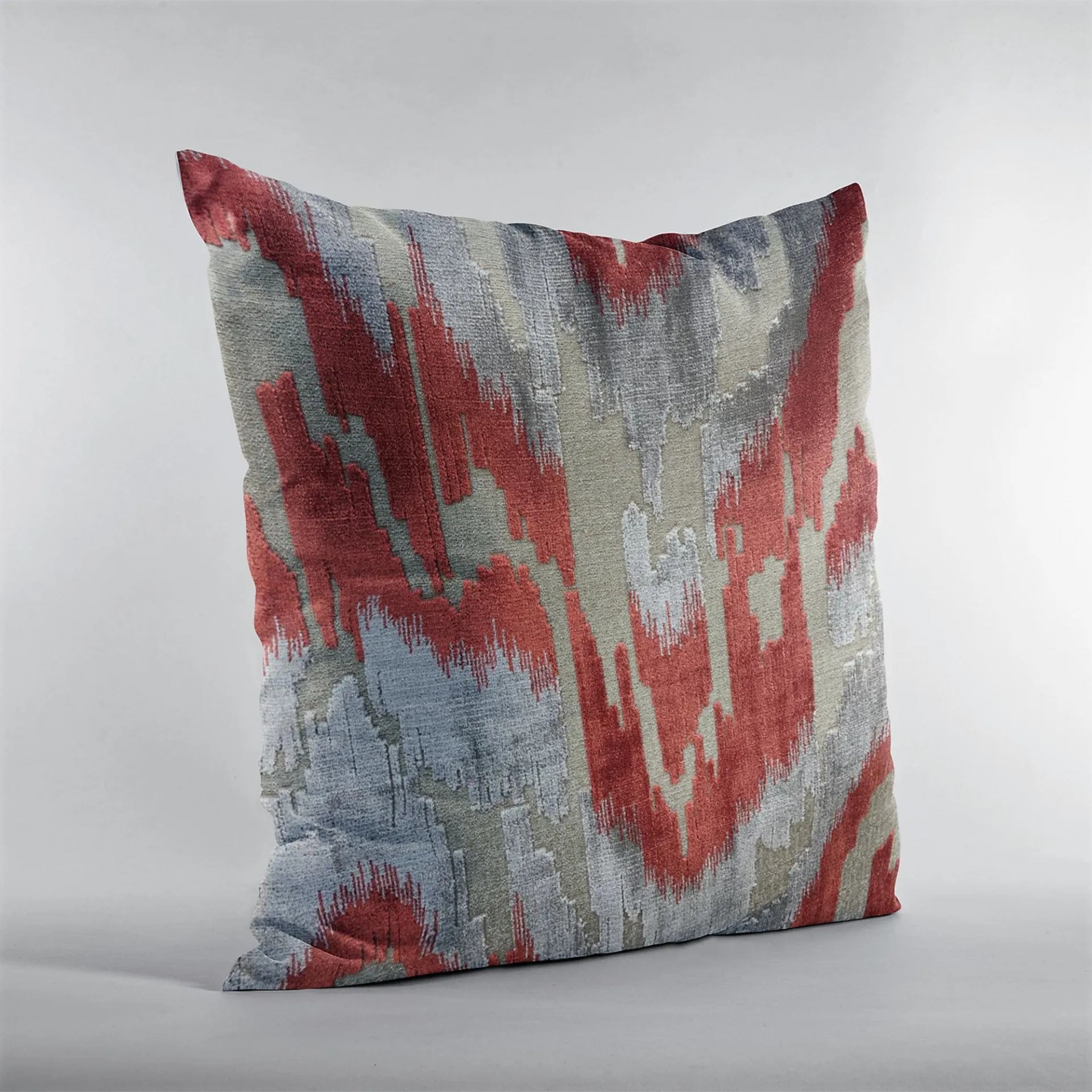 Plutus Velvet Glamour Red, Gray Handmade Luxury Pillow - Elegant and Comfortable