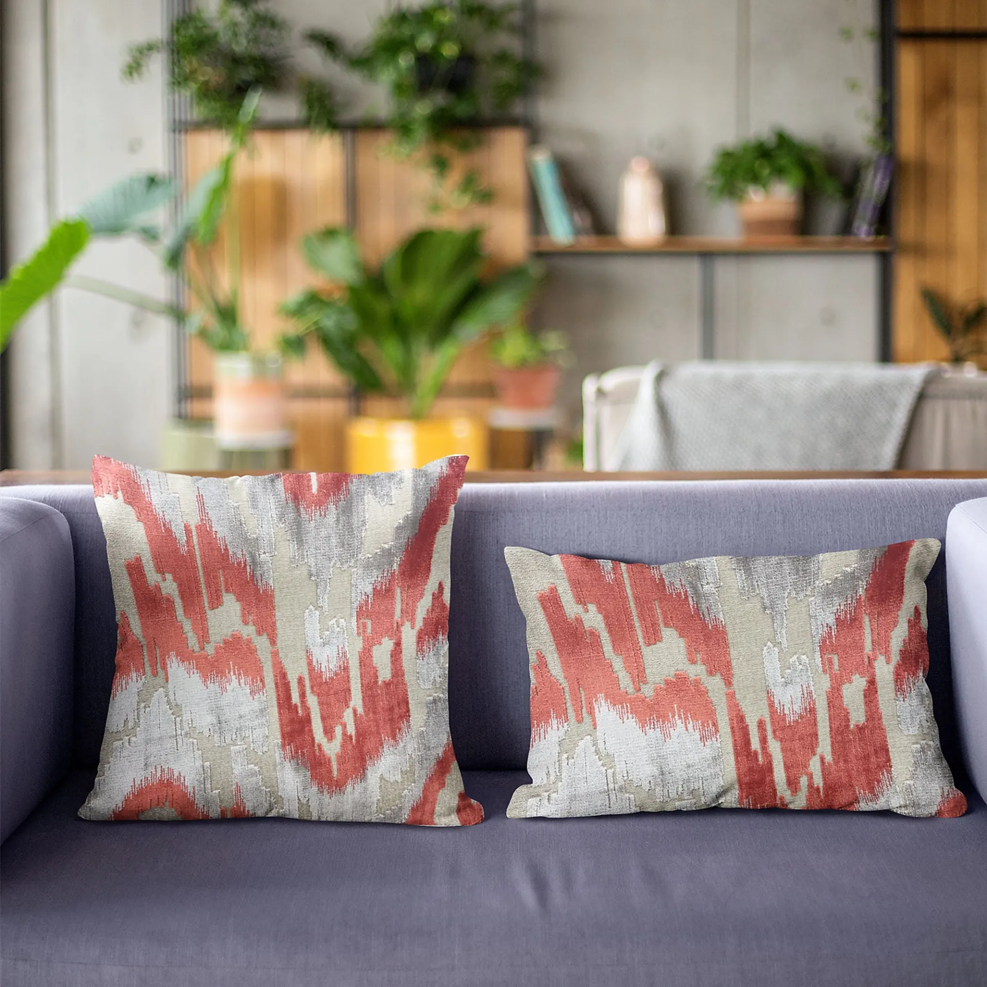 Plutus Velvet Glamour Red, Gray Handmade Luxury Pillow - Elegant and Comfortable