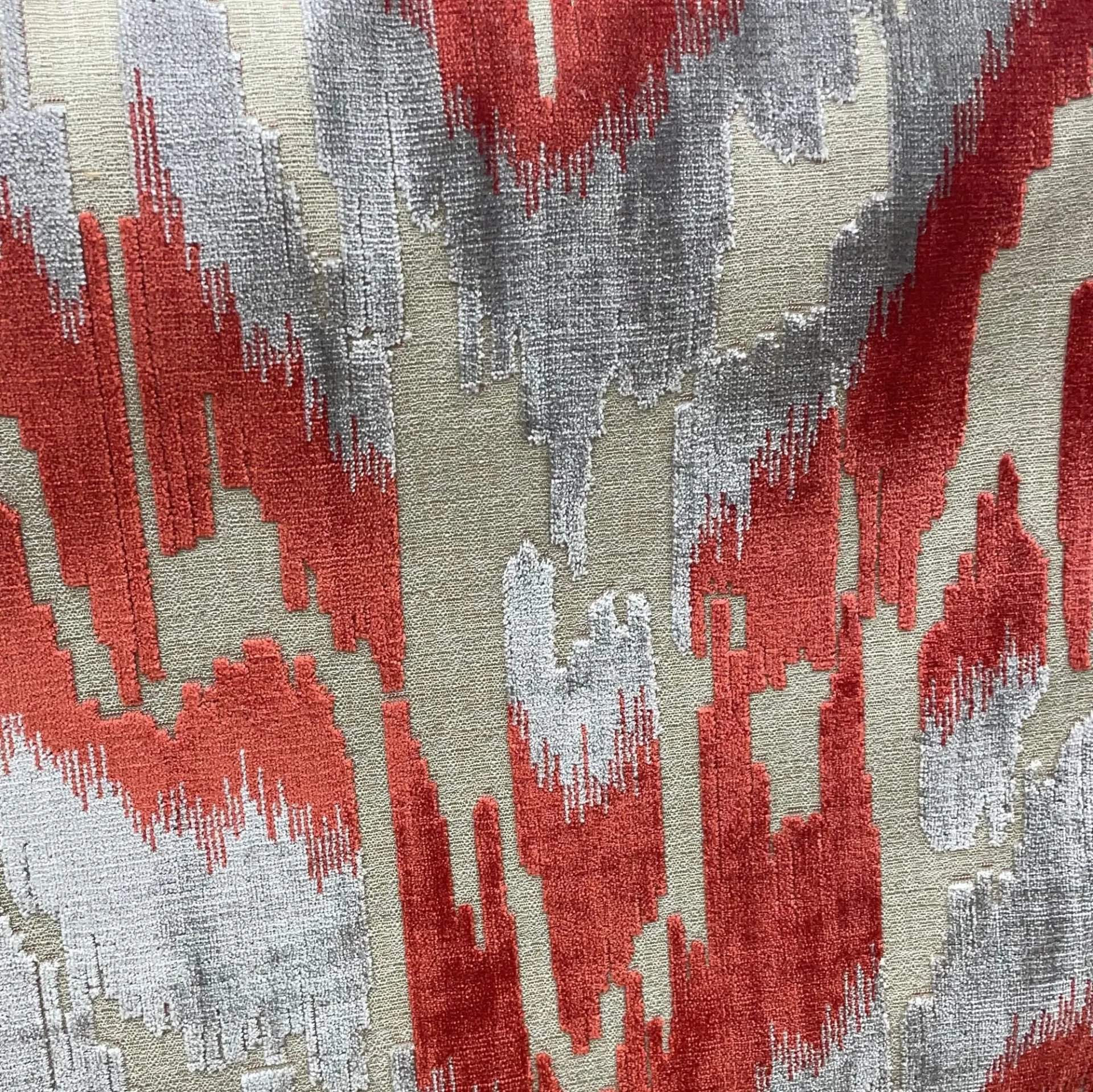 Plutus Velvet Glamour Red, Gray Handmade Luxury Pillow - Elegant and Comfortable
