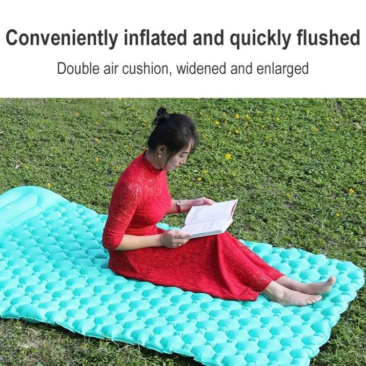 Portable Double Inflatable Camping Mattress with Foot Pump and Pillows - 195 x 119 x 16cm