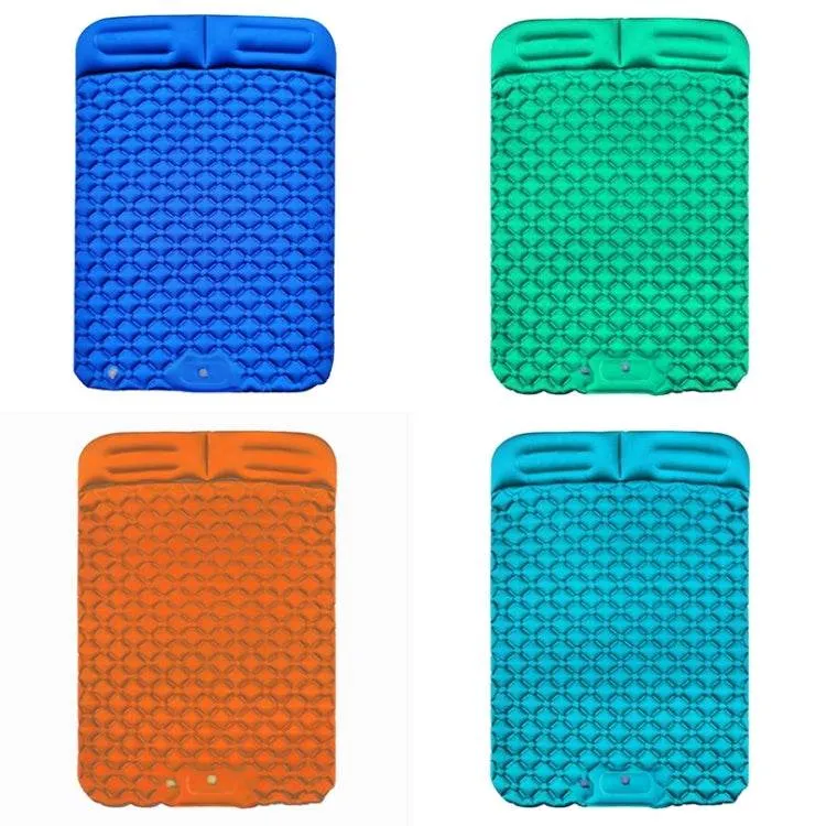 Portable Double Inflatable Camping Mattress with Foot Pump and Pillows - 195 x 119 x 16cm