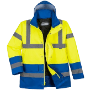PORTWEST®  HI VIS TRAFFIC CONTROL JACKET YELLOW/ROYAL US466