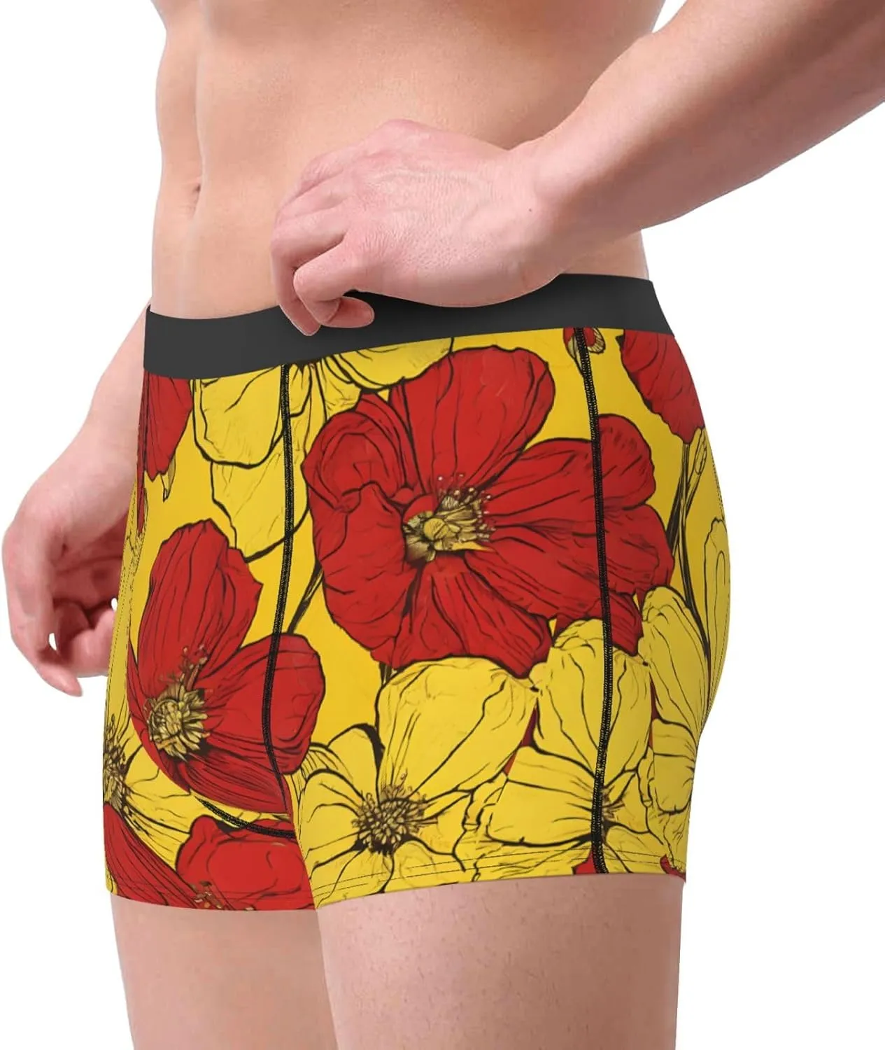 (Pretty Poppy Flowers) - Men'S Boxer Briefs, Breathable & Moisture-Wicking, Comfort Fit For All-Day Wear