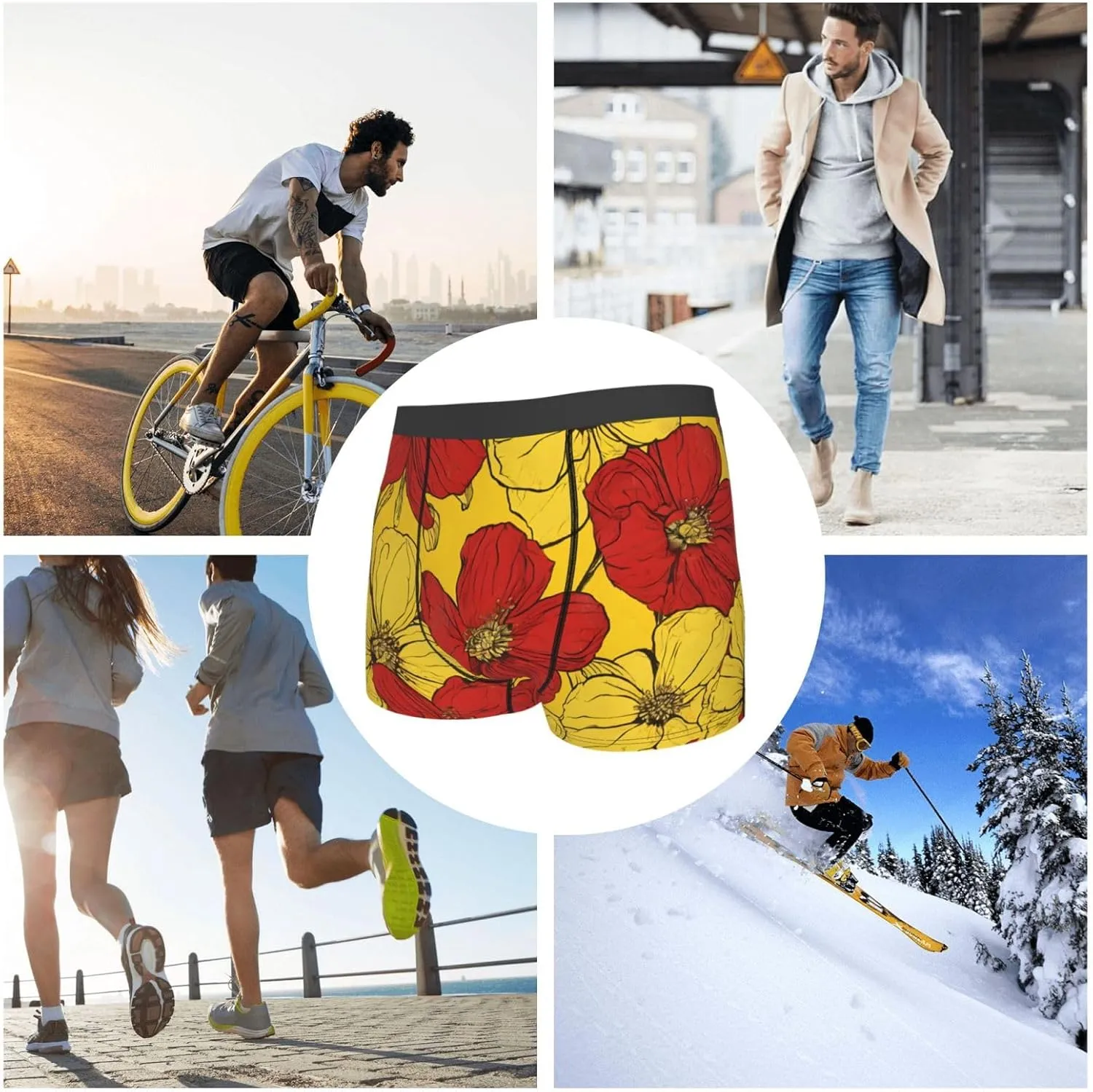 (Pretty Poppy Flowers) - Men'S Boxer Briefs, Breathable & Moisture-Wicking, Comfort Fit For All-Day Wear
