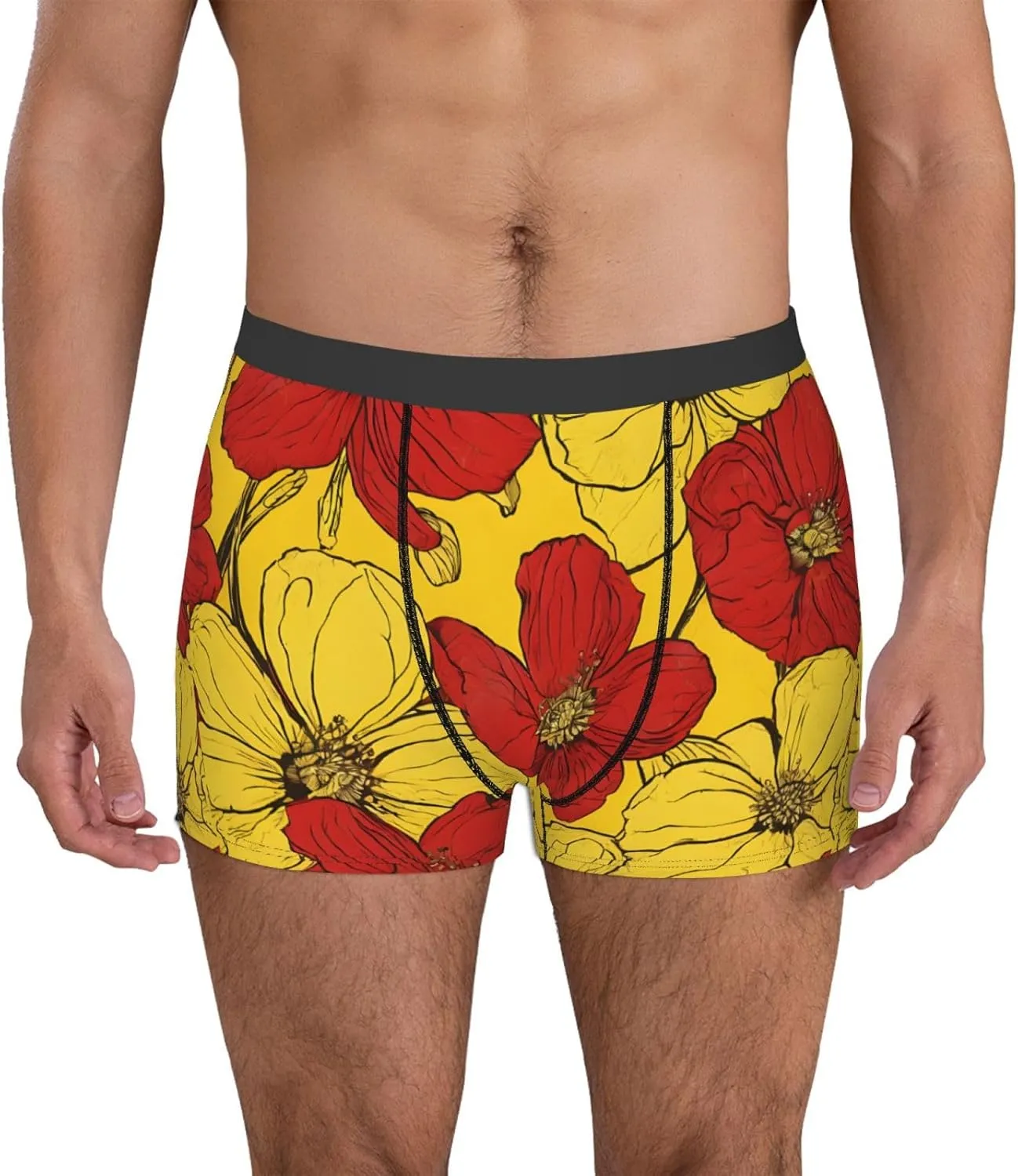 (Pretty Poppy Flowers) - Men'S Boxer Briefs, Breathable & Moisture-Wicking, Comfort Fit For All-Day Wear