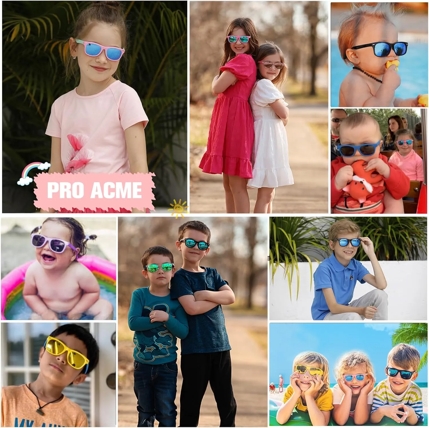 Pro Acme Kids Polarized Sunglasses, Flexible TPEE Rubber Toddler Shades for Girls Boys, Ages 3-12