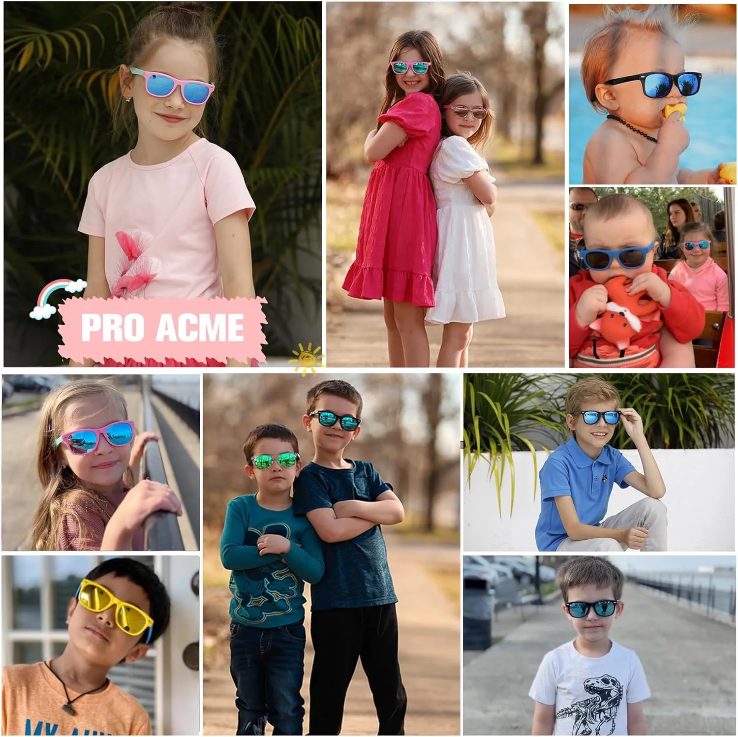Pro Acme Kids Polarized Sunglasses, Flexible TPEE Rubber Toddler Shades for Girls Boys, Ages 3-12