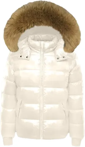 Pulcykp Women's Winter Hooded Jacket Down Parkas Snow Wear Long Sleeve Warm Puffer Coat