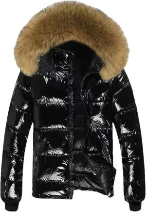 Pulcykp Women's Winter Hooded Jacket Down Parkas Snow Wear Long Sleeve Warm Puffer Coat