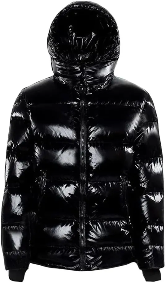 Pulcykp Women's Winter Hooded Jacket Down Parkas Snow Wear Long Sleeve Warm Puffer Coat