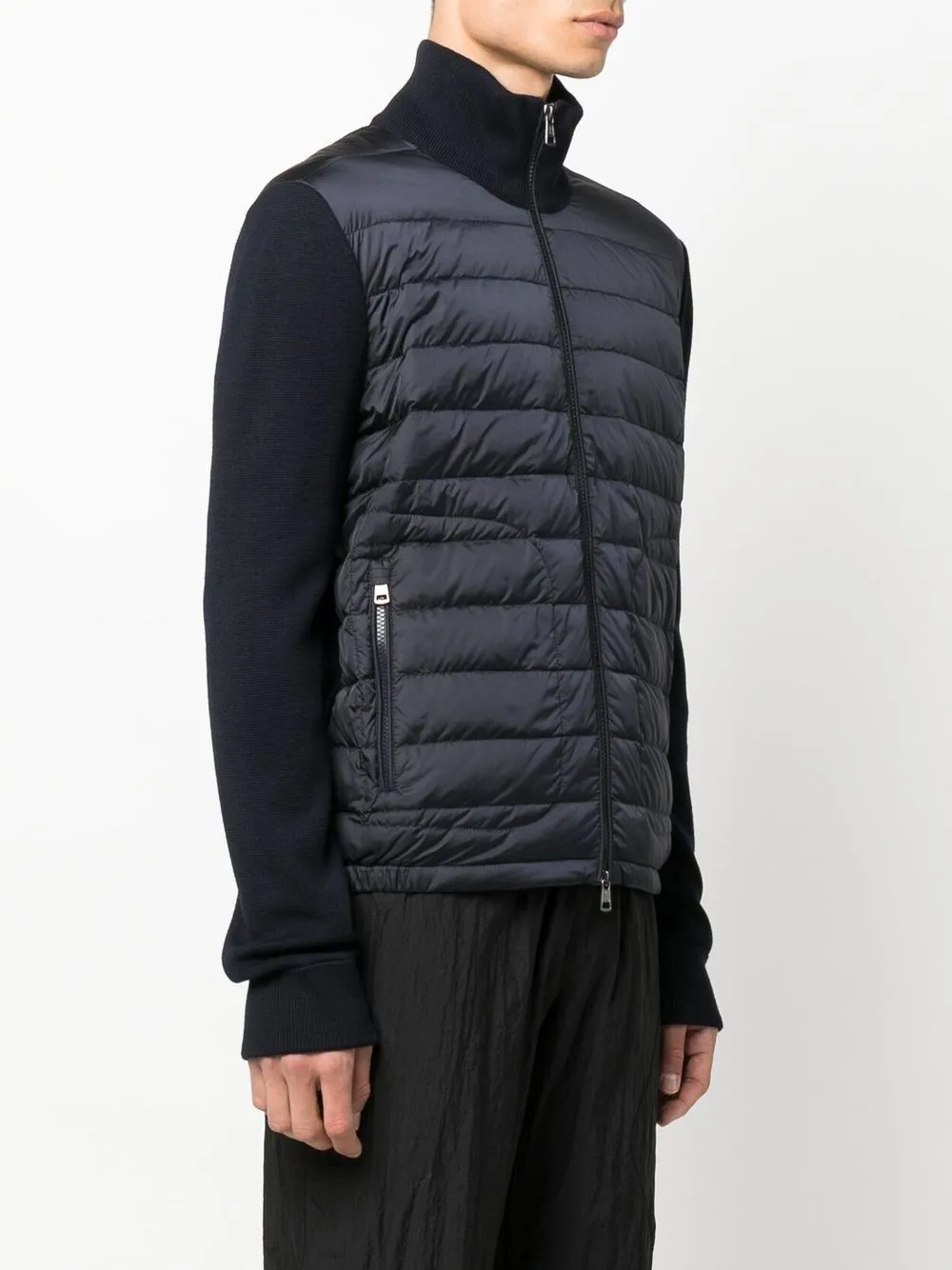 quilted padded zipped cardigan