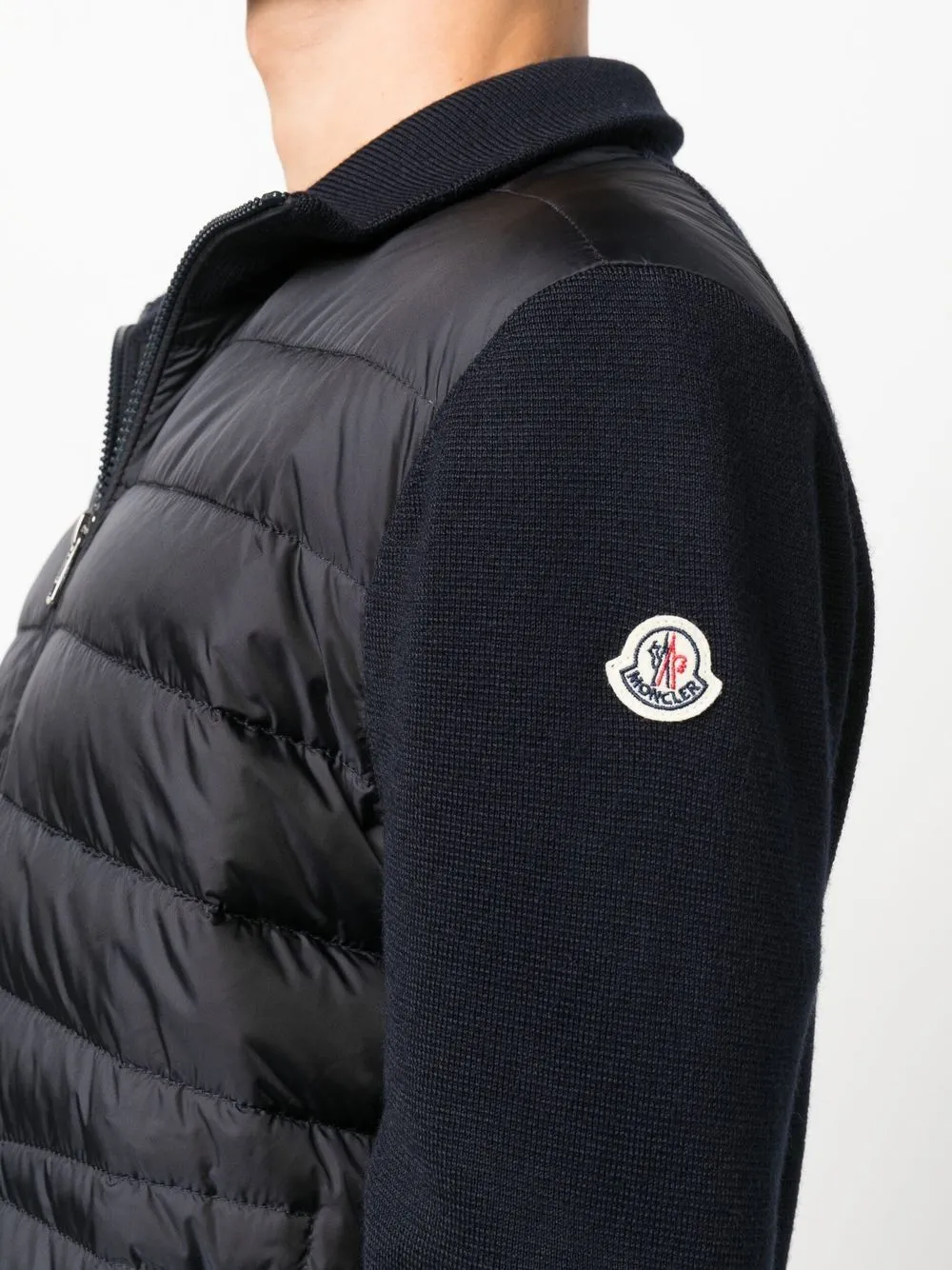quilted padded zipped cardigan