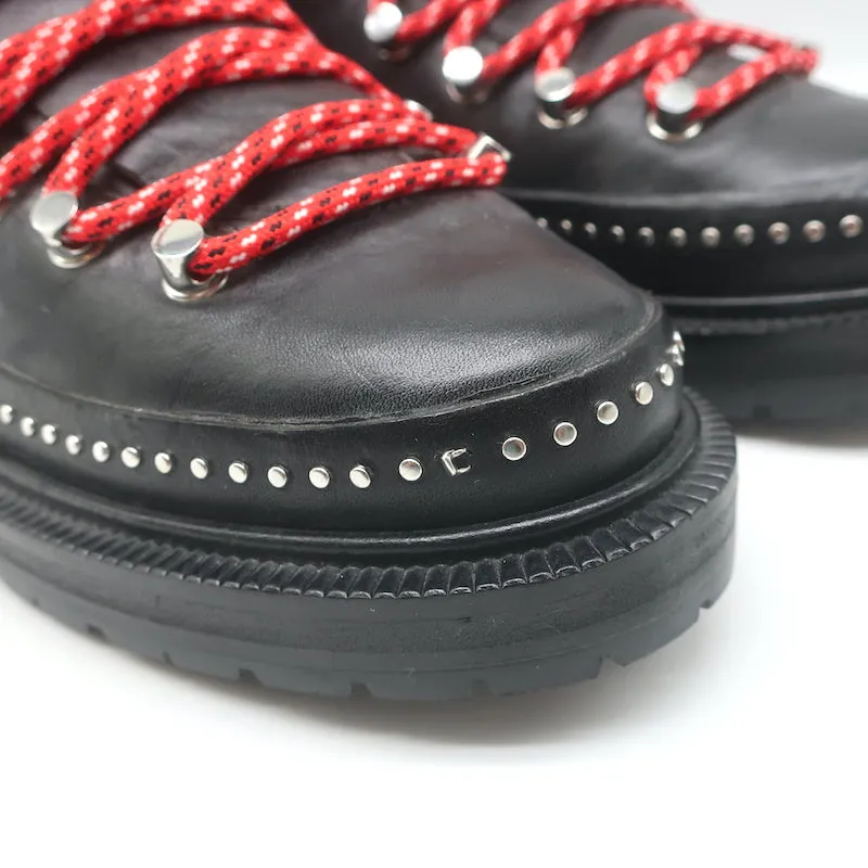Rag & Bone Compass Hiking Boots Black Leather Size 39 Lace-Up Ankle Boots
