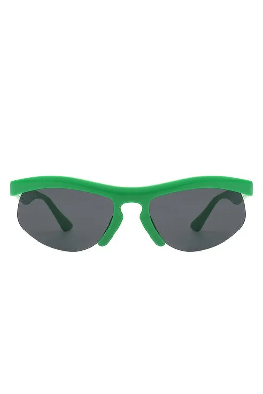 Rectangle Half Frame Sport Square Sunglasses