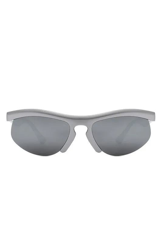Rectangle Half Frame Sport Square Sunglasses