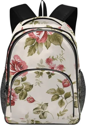 Red Flower Backpacks 22L Three Layer Arc Book Bag Lightweight for Travel Camping Hiking Rucksack Daypack Kids & Adults