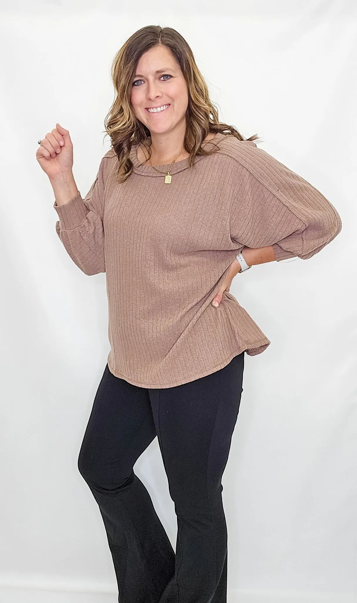 Ribbed Thermal Long Sleeve Top - Extended Sizes