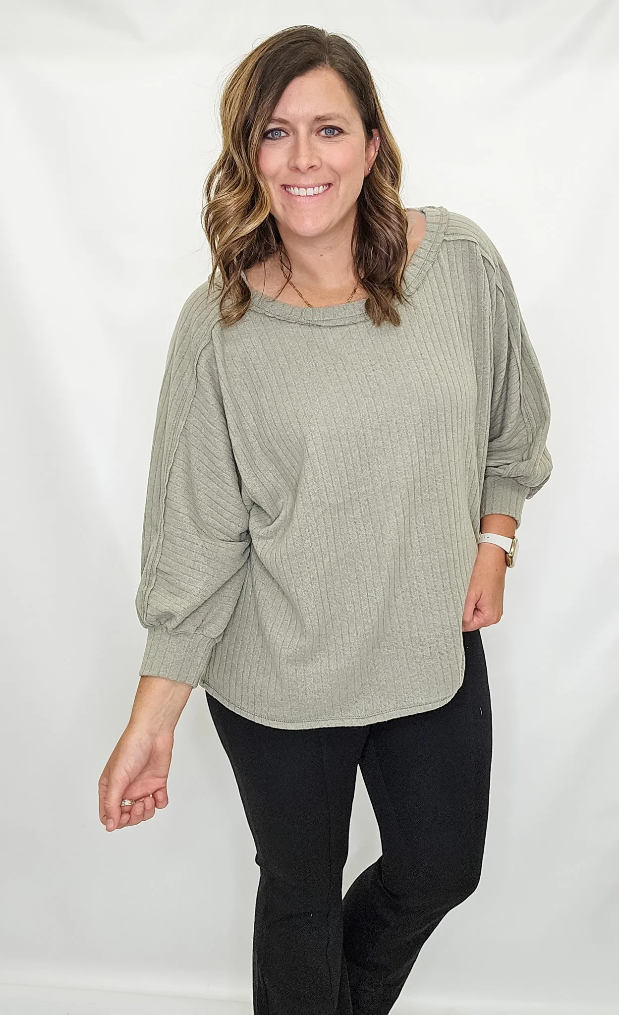 Ribbed Thermal Long Sleeve Top - Extended Sizes