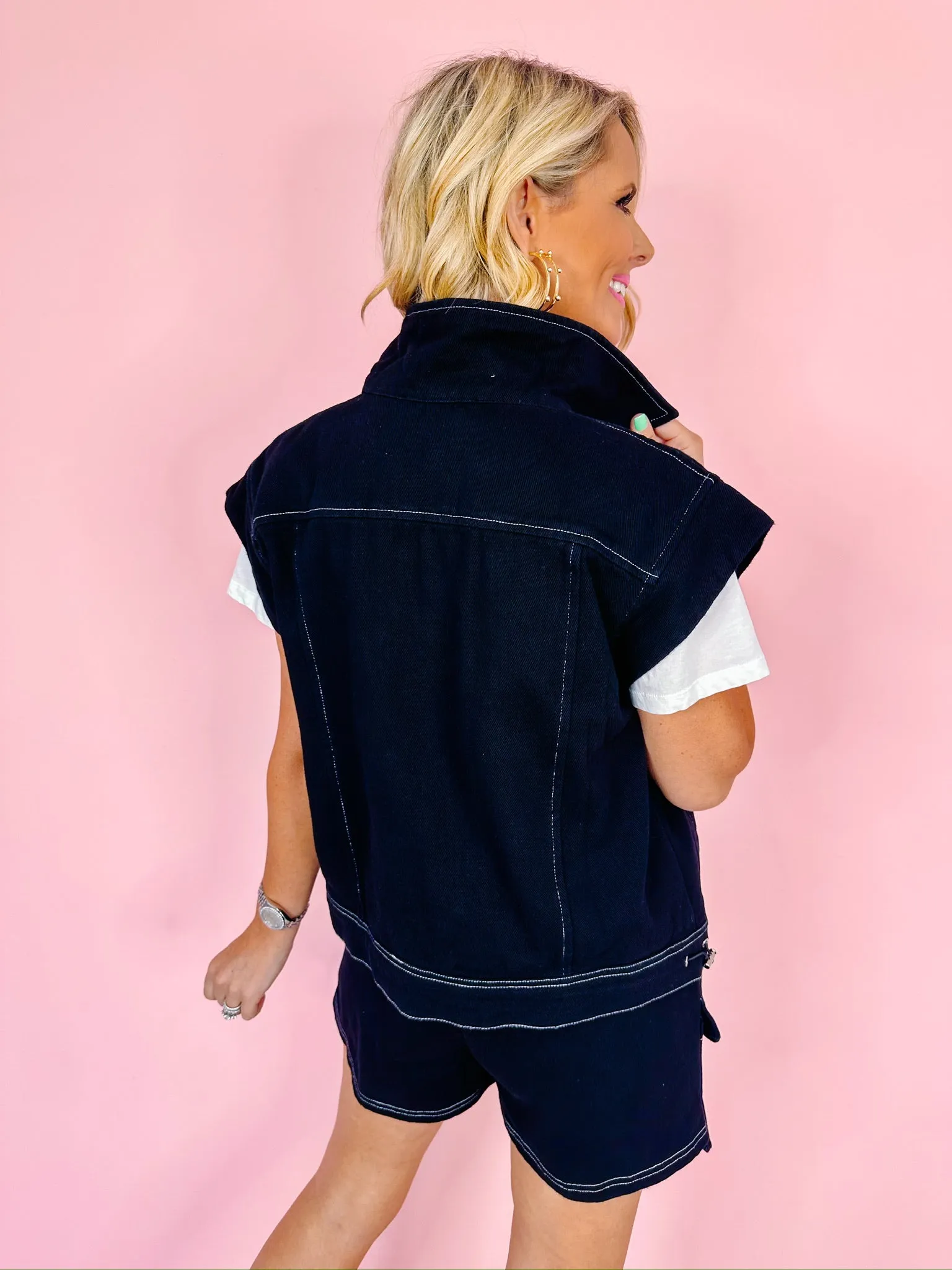 RIDE WITH ME CARGO POCKET VEST - BLACK