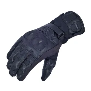 RIDERACT® Adventure Mens Leather Motorcycle Gloves Black TRIGEL