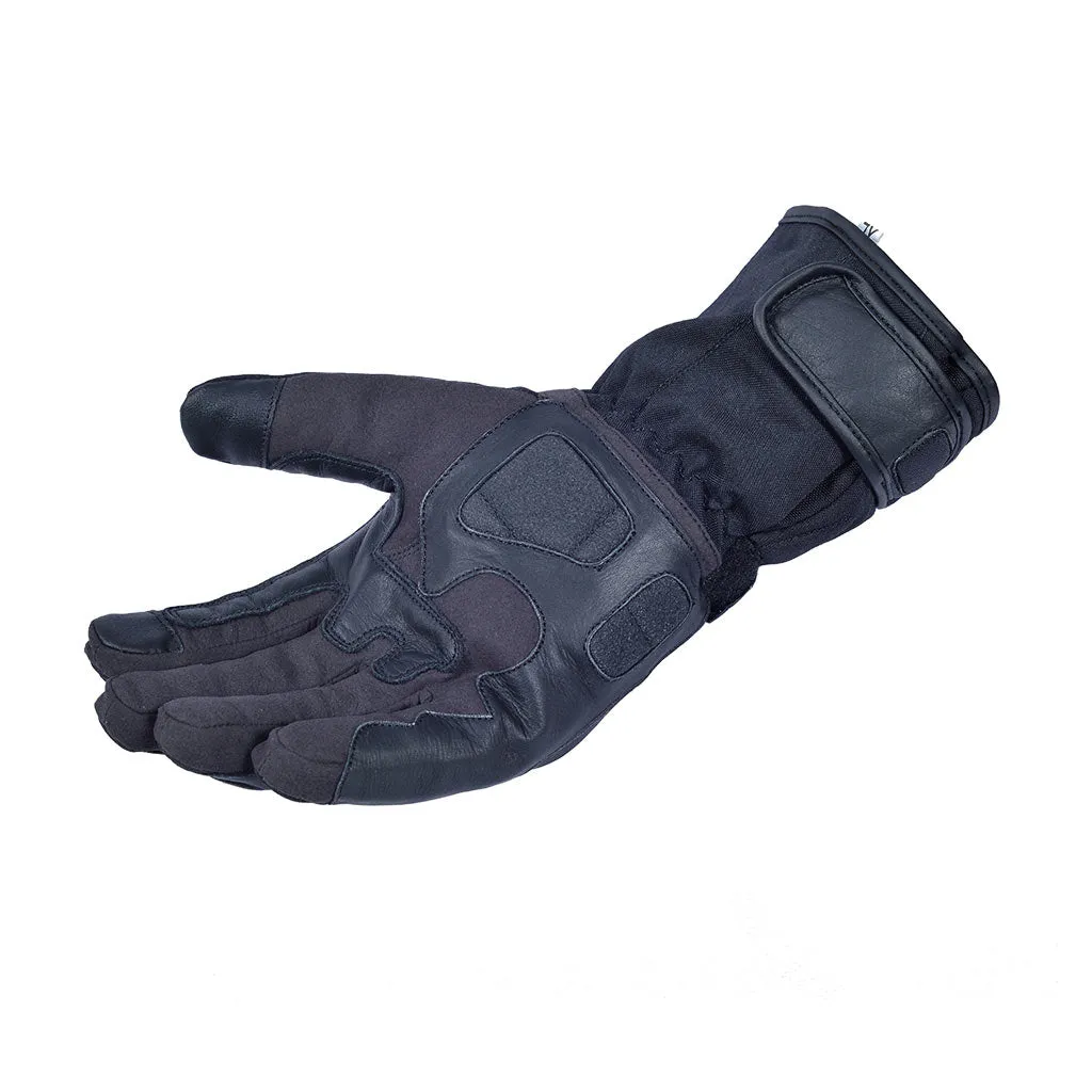 RIDERACT® Adventure Mens Leather Motorcycle Gloves Black TRIGEL