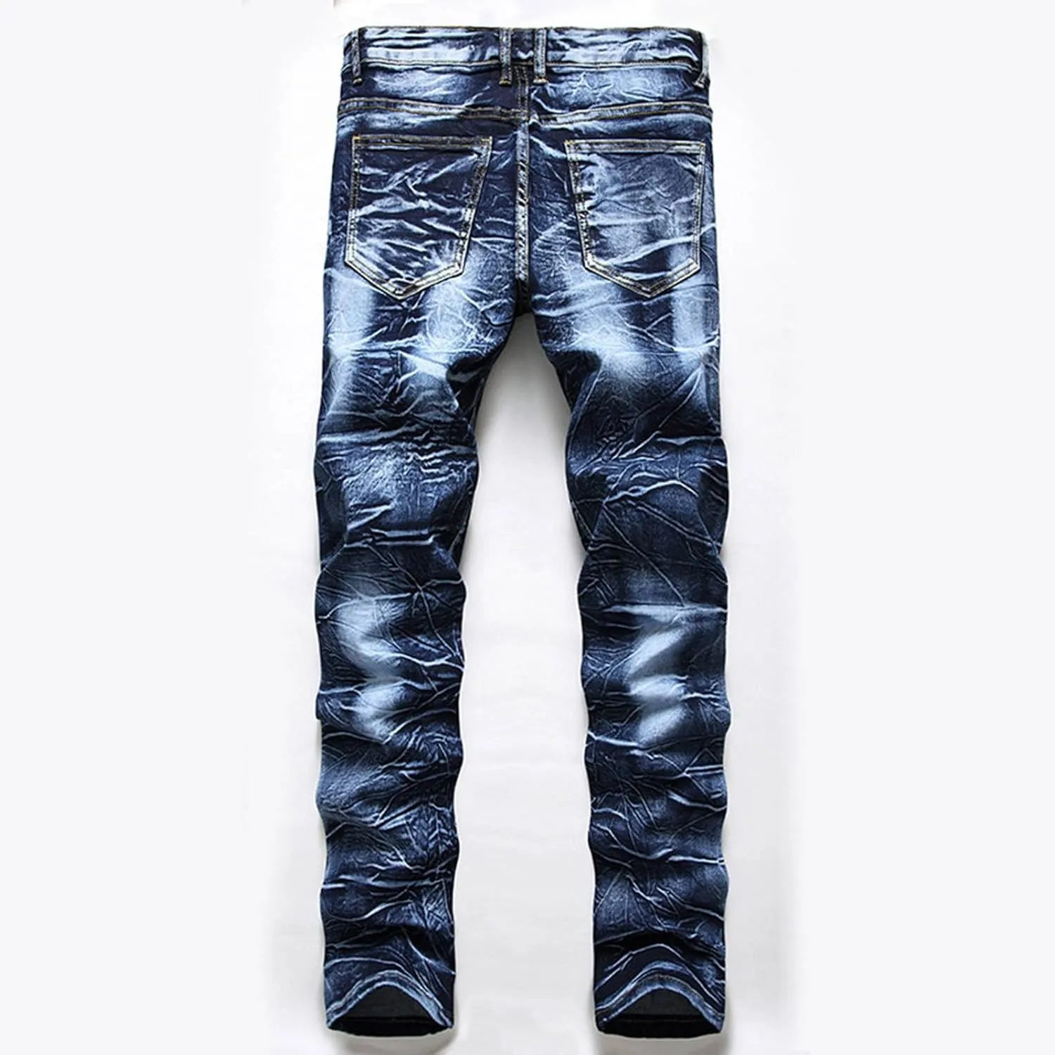 Ripped Jeans Men Baggy Loose Fit Straight Leg Jeans Comfortable Flexible Denim Pants Hip Hop Streetwear