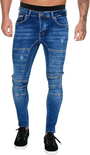 Ripped Jeans Men Slim Fit Loose Fit Straight Leg Jeans Comfortable Flexible Denim Pants Hip Hop Streetwear