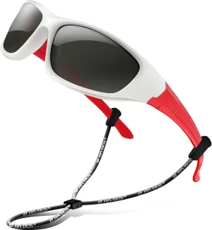 RIVBOS Kids Sunglasses with Strap Polarized UV Protection Flexible Rubber Shades for Boys Girls RBK003