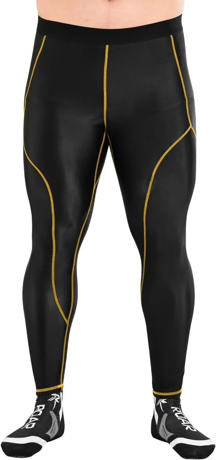 ROAR-INT Compression Pants Men MMA Leggings No-Gi Grappling Spats BJJ Pants Compression Tights Jiu Jitsu Spats