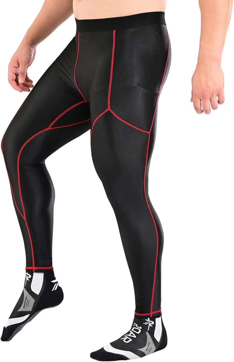 ROAR-INT Compression Pants Men MMA Leggings No-Gi Grappling Spats BJJ Pants Compression Tights Jiu Jitsu Spats