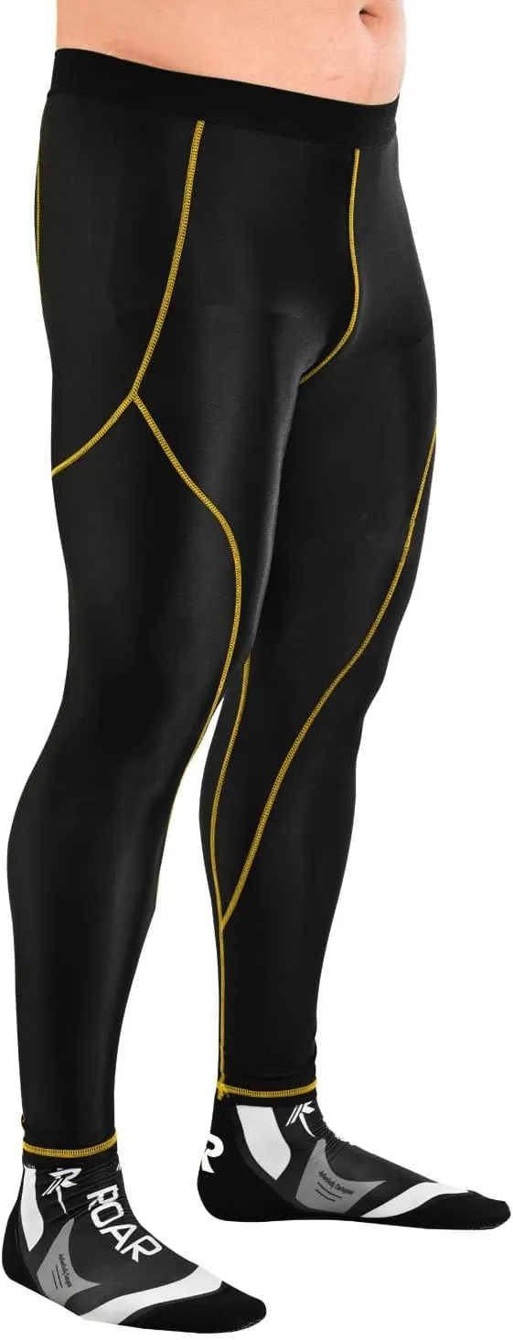 ROAR-INT Compression Pants Men MMA Leggings No-Gi Grappling Spats BJJ Pants Compression Tights Jiu Jitsu Spats