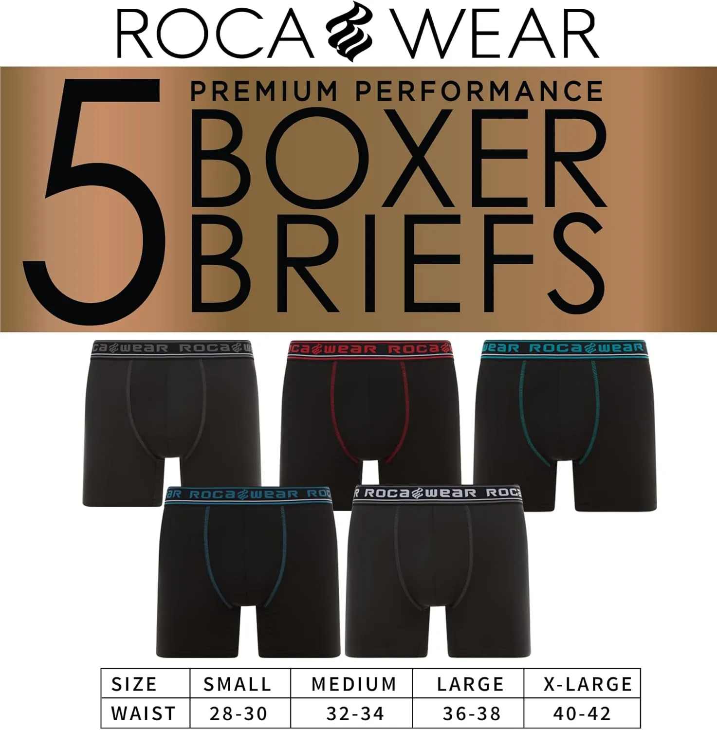 Rocawear Performance 4, 5 or 6 Pack Sport Fit Underwear, Stretch Performance Breathable Cool Support Men Boxer Briefs