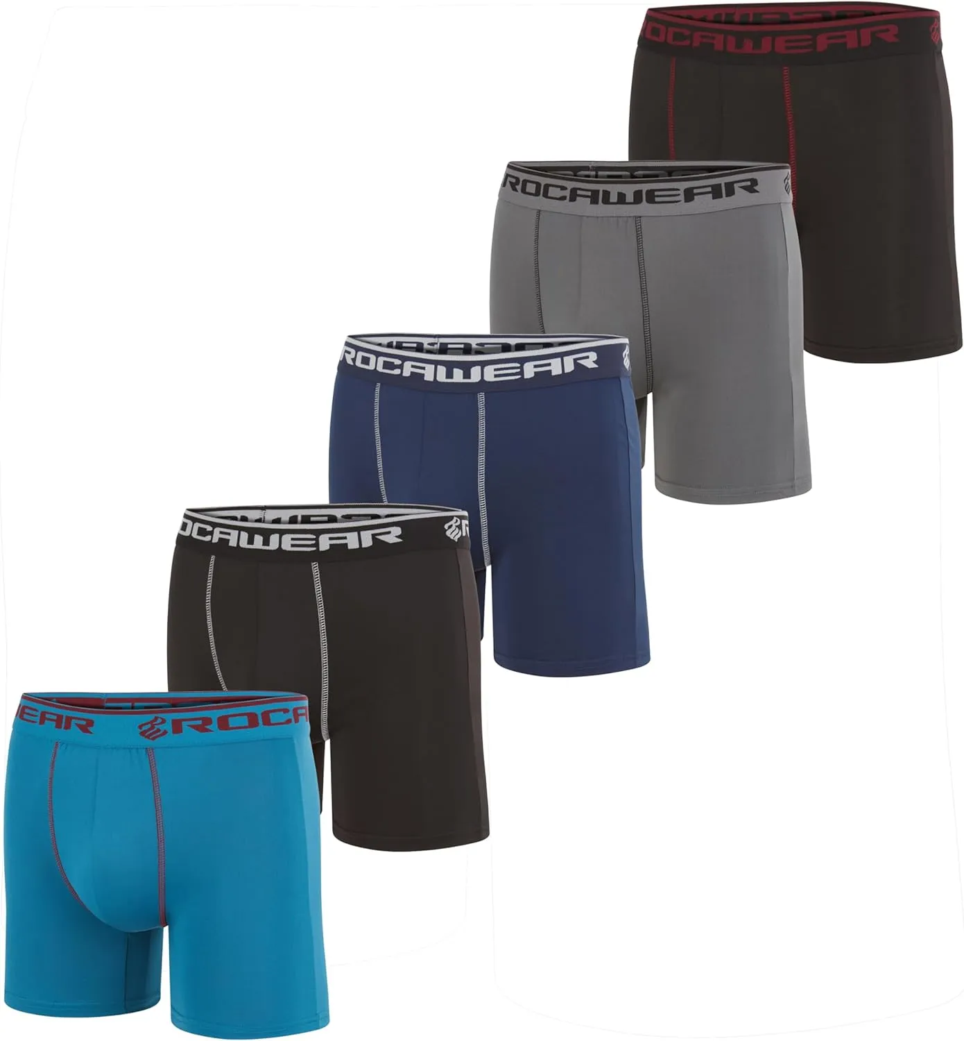 Rocawear Performance 4, 5 or 6 Pack Sport Fit Underwear, Stretch Performance Breathable Cool Support Men Boxer Briefs