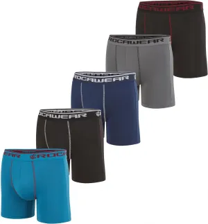 Rocawear Performance 4, 5 or 6 Pack Sport Fit Underwear, Stretch Performance Breathable Cool Support Men Boxer Briefs