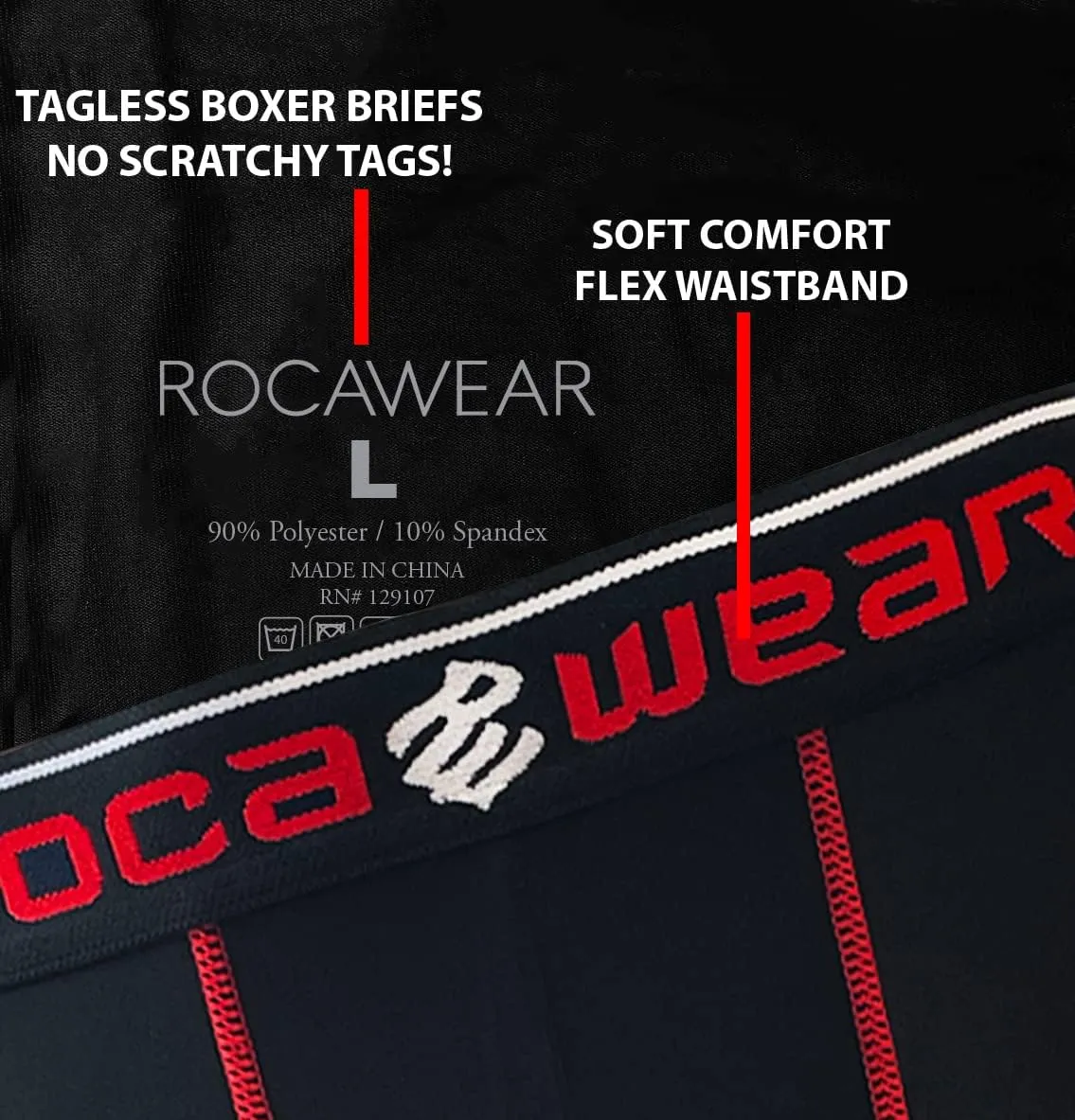 Rocawear Performance 4, 5 or 6 Pack Sport Fit Underwear, Stretch Performance Breathable Cool Support Men Boxer Briefs