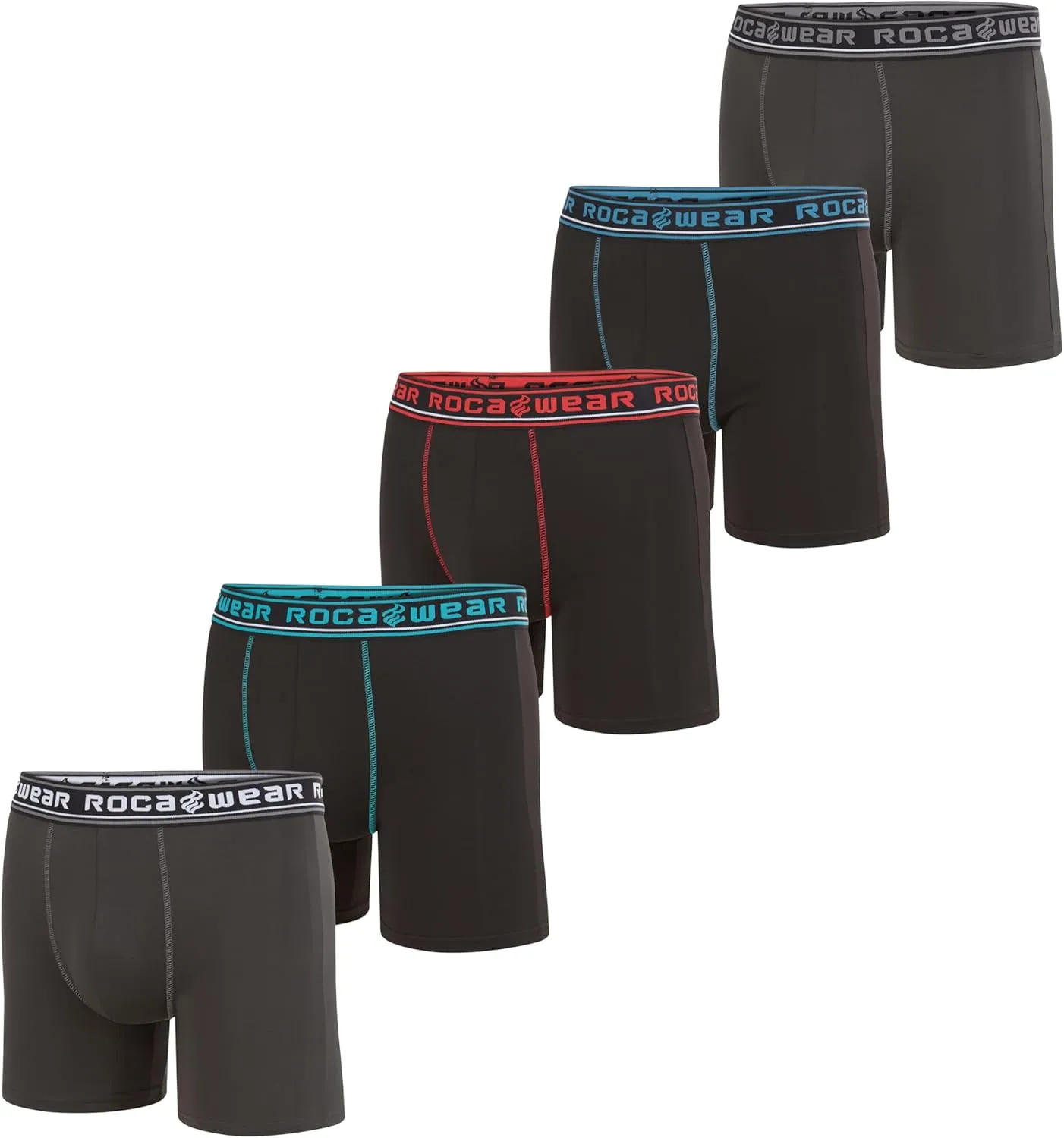 Rocawear Performance 4, 5 or 6 Pack Sport Fit Underwear, Stretch Performance Breathable Cool Support Men Boxer Briefs
