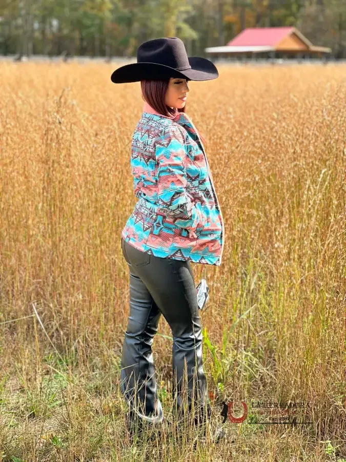Rock&Roll Womens Panhandle Peach Aztec Softshell